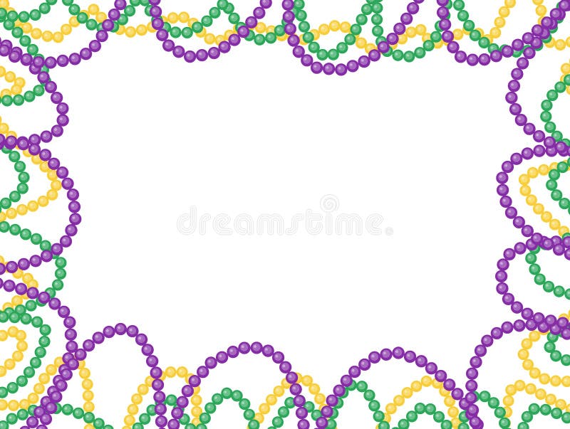 Mardi Gras beads frame, isolated on white background. Vector illustration. Mardi Gras beads frame, isolated on white background. Vector illustration