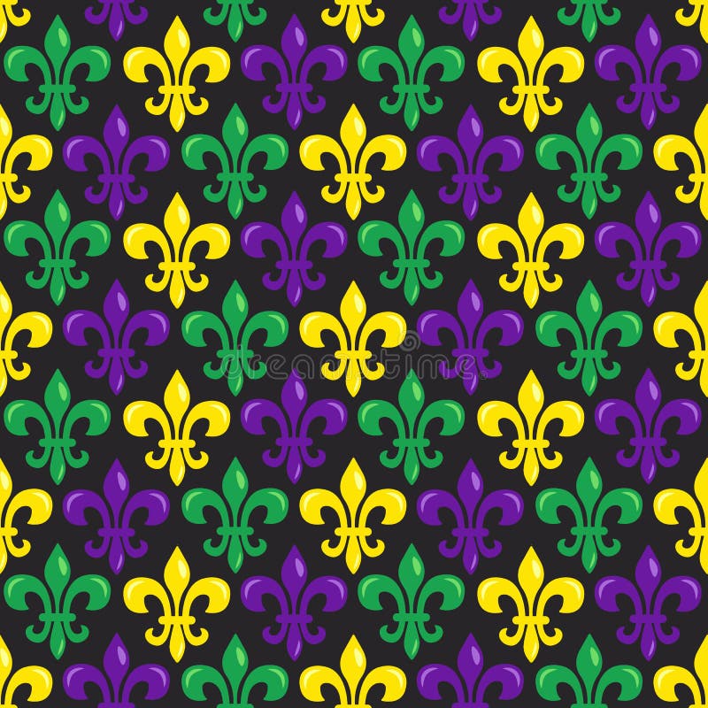 Set Of Mardi Gras Seamless Patterns Vector Backgrounds For