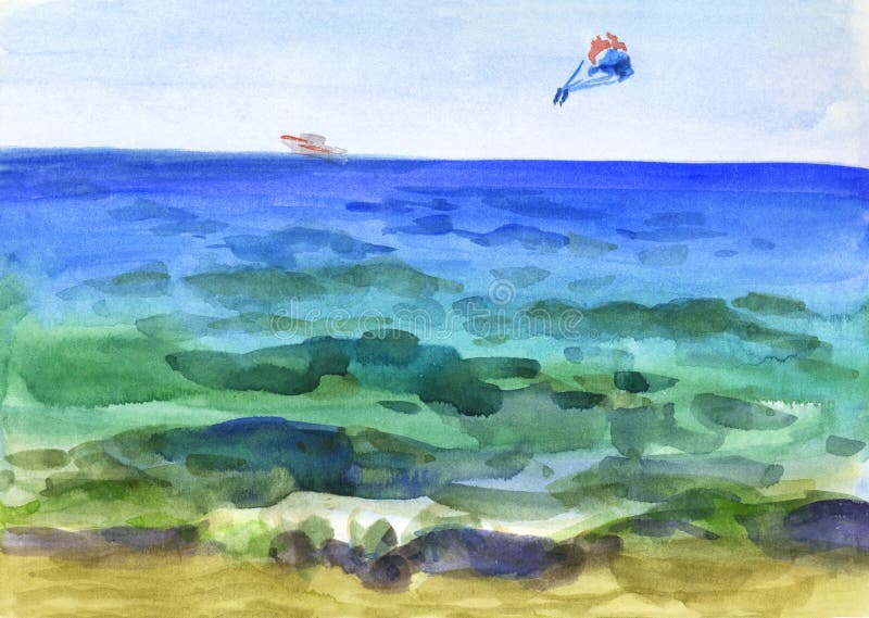 Mare dell'acquerello del fondo illustrazione vettoriale Mare dell'acquerello del fondo illustrazione vettoriale