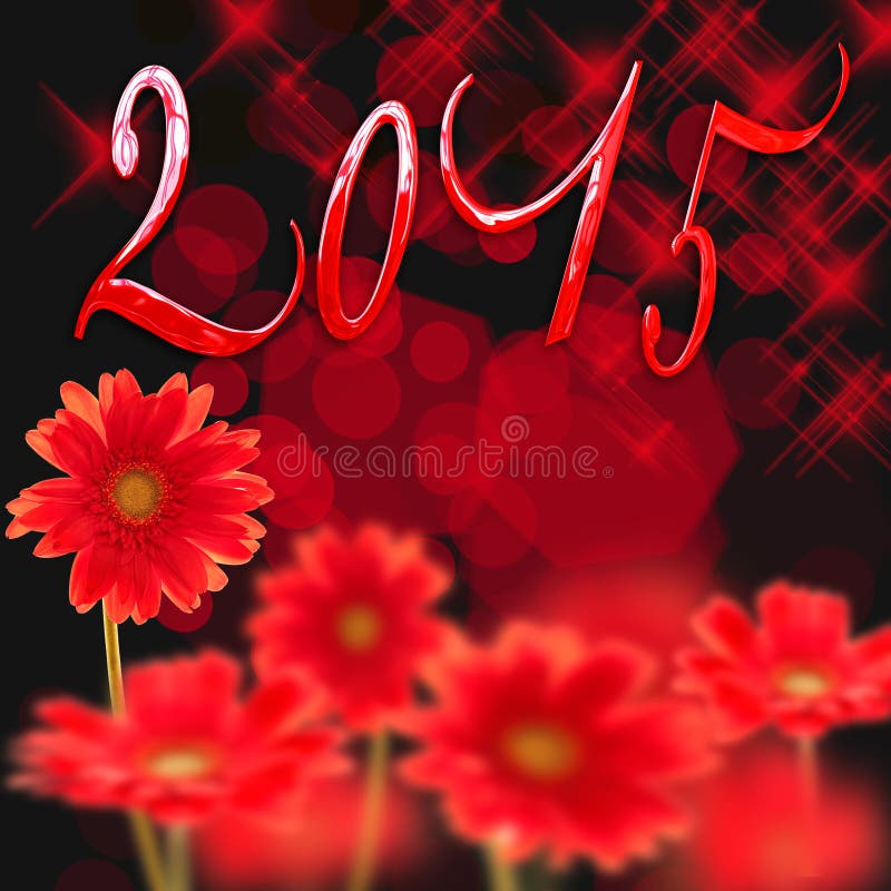 2015 red daisies on black background. 2015 red daisies on black background