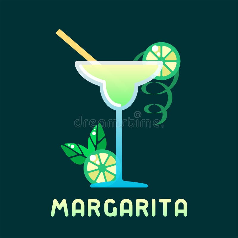 Margarita de cocktail d'alcool avec des décorations et le nom illustration libre de droits Margarita de cocktail d'alcool avec des décorations et le nom illustration libre de droits