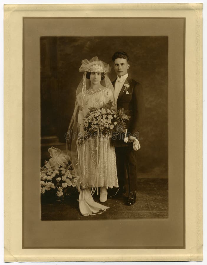 Mariage Antique  De Photo De L original 1925 Image stock 