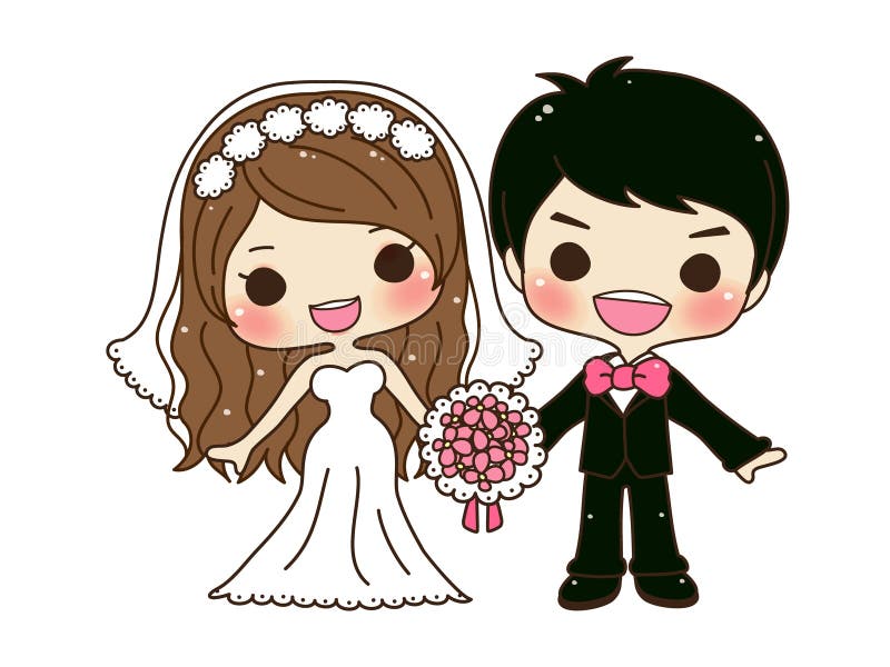 Mariage mignon de couples illustration libre de droits Mariage mignon de couples illustration libre de droits