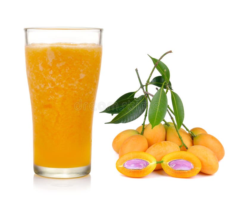 Marian plum juice and fruit isolation white background royalty free stock photography