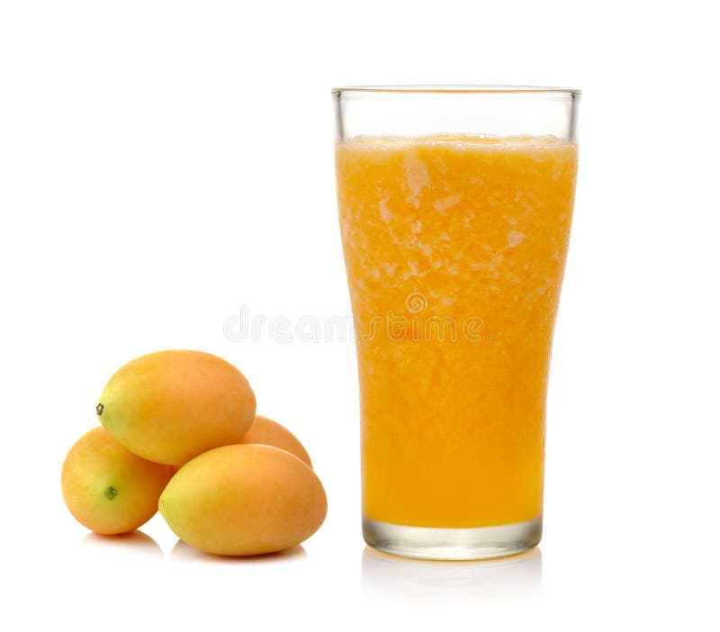 Marian plum juice and fruit isolation white background royalty free stock photos