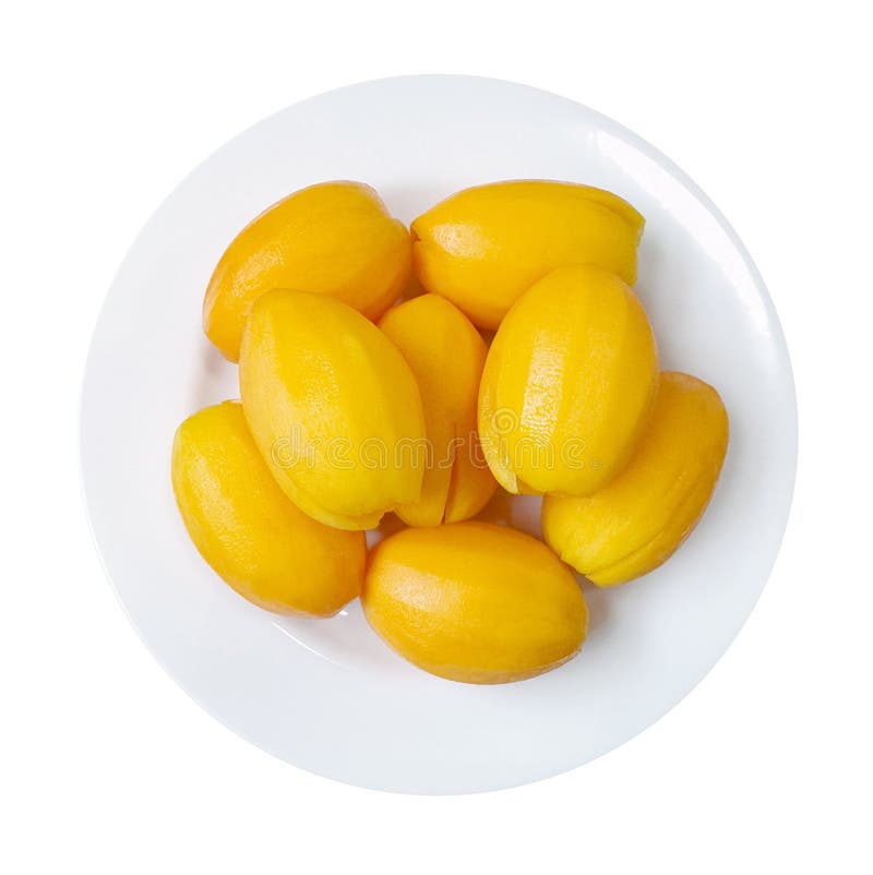Marian plum or Plum mango fruit in the dish isolated on white background royalty free stock photos