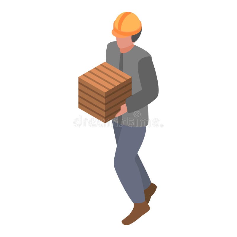 Mariene havenarbeider met doospictogram, isometrische stijl royalty-vrije illustratie Mariene havenarbeider met doospictogram, isometrische stijl royalty-vrije illustratie