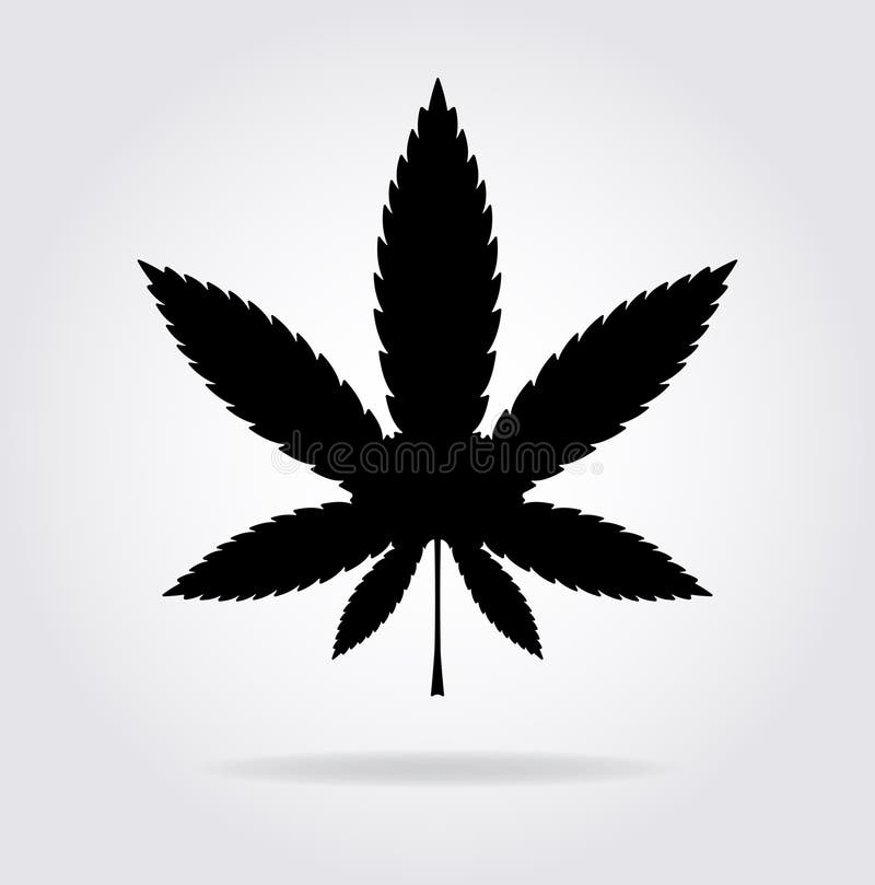 Marihuany lub marihuany liścia czerni wektorowa płaska ikona z cieniem ilustracja wektor Marihuany lub marihuany liścia czerni wektorowa płaska ikona z cieniem ilustracja wektor