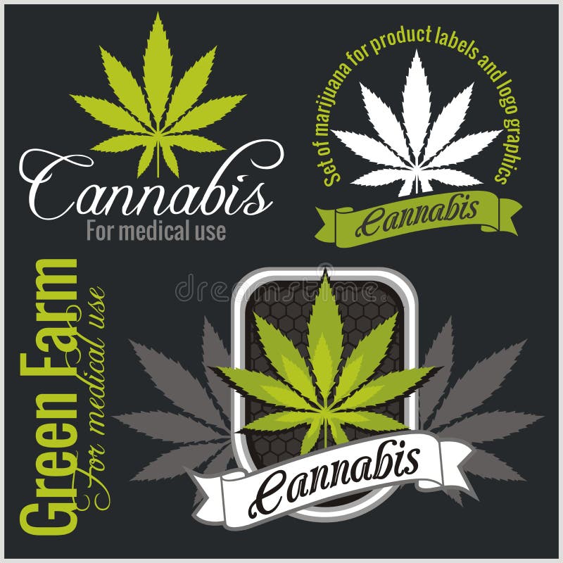 Marijuana - cannabis. For medical use. Vector set. stock illustration Marijuana - cannabis. For medical use. Vector set. stock illustration