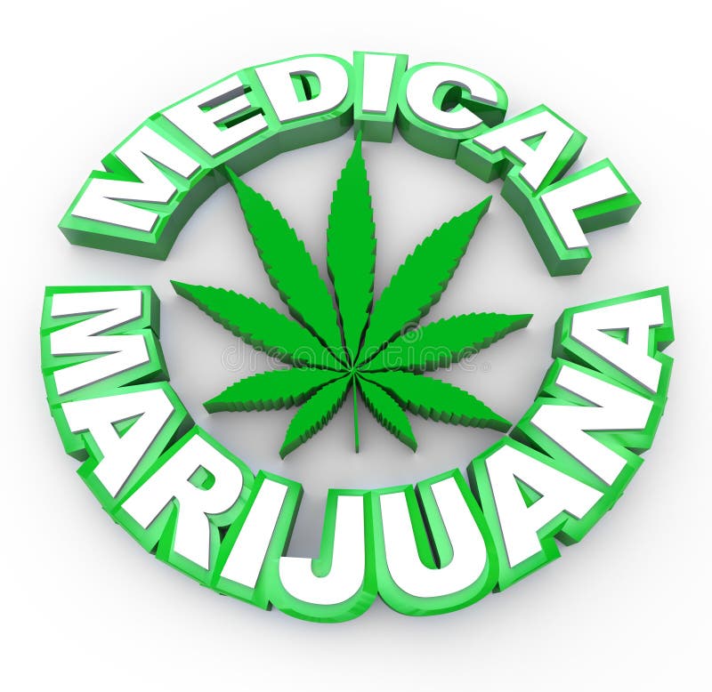 Marijuana medica - parole ed icona del foglio royalty illustrazione gratis Marijuana medica - parole ed icona del foglio royalty illustrazione gratis