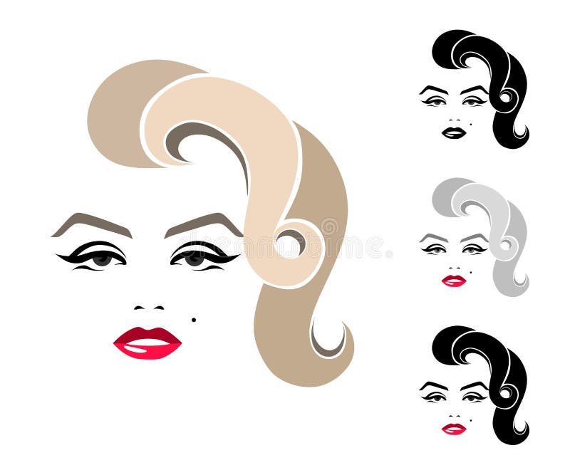 Marilyn Monroe. graphic portrait, logo, sign, icon, emblem, symbol. stock illustration Marilyn Monroe. graphic portrait, logo, sign, icon, emblem, symbol. stock illustration