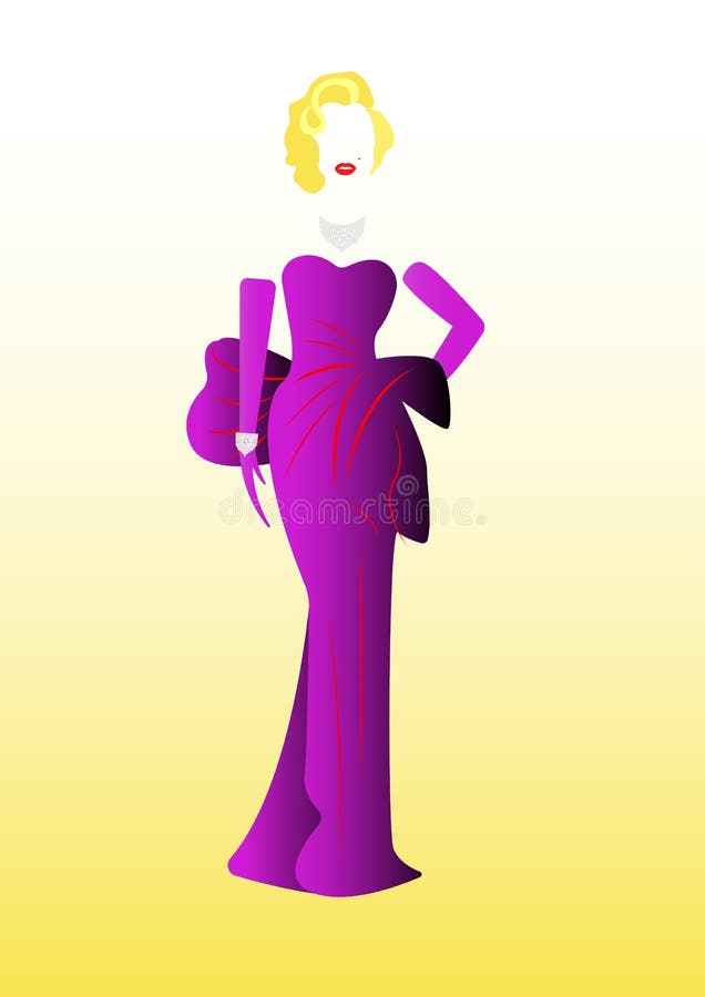 Marilyn Monroe no molho e em joias cor-de-rosa, ilustração do vetor isolada ilustração royalty free Marilyn Monroe no molho e em joias cor-de-rosa, ilustração do vetor isolada ilustração royalty free