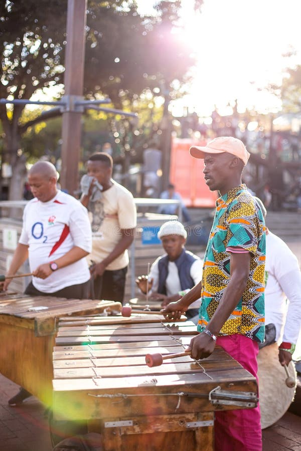 Cape Town, South Africa, 12th April - 2019: Musician preforming on a marimba on the street. Cape Town, South Africa, 12th April - 2019: Musician preforming on a marimba on the street