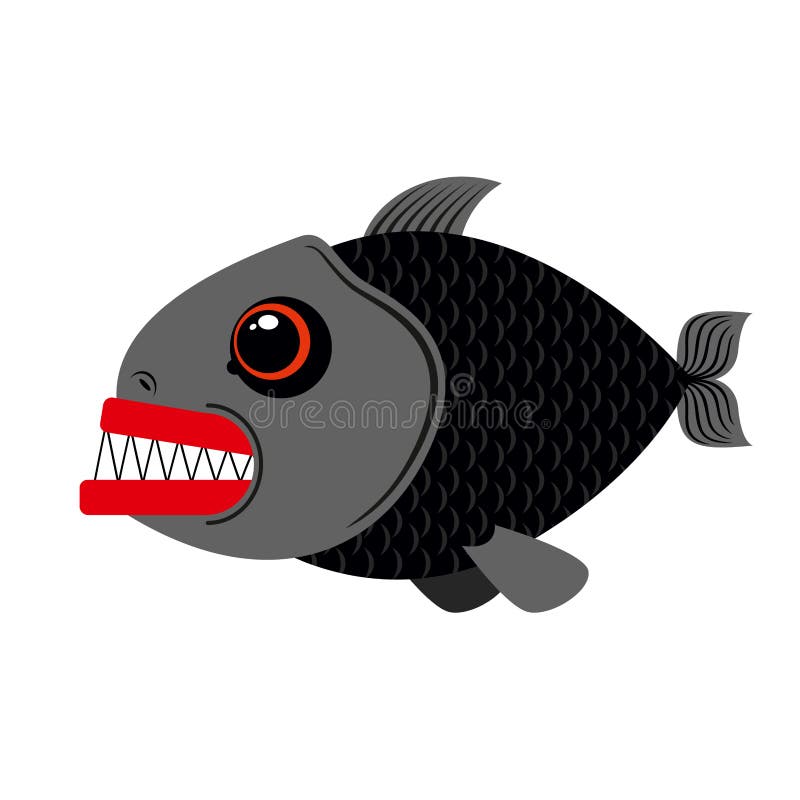 Marin- rovdjur för Piranha på vit bakgrund Ruskiga wi för havsfisk vektor illustrationer Marin- rovdjur för Piranha på vit bakgrund Ruskiga wi för havsfisk vektor illustrationer