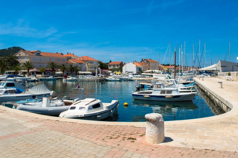 Marina in the center of Preko, island Ugljan, Croatia