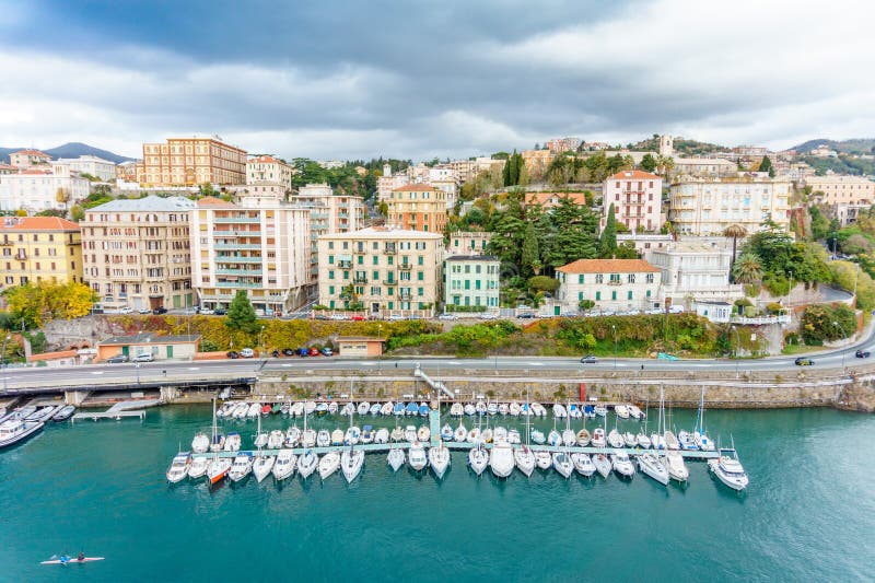 Marina and city top view, Savona, Italy