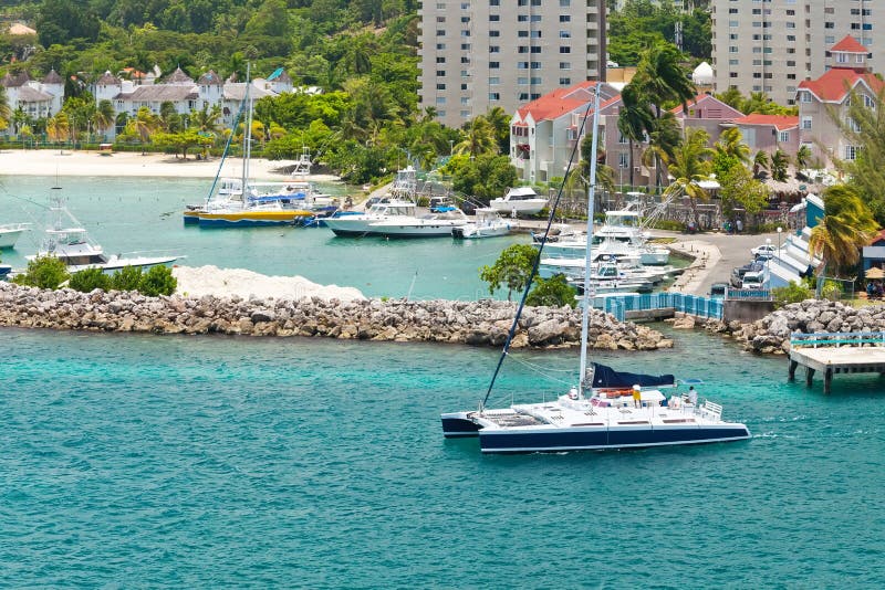 Marina in Ocho Rios, Jamaica stock images
