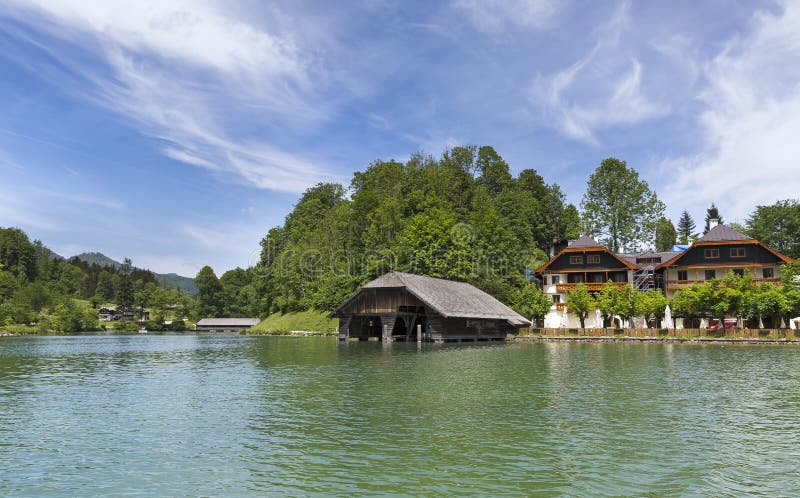 Marina sur le lac Konigssee images stock Marina sur le lac Konigssee images stock