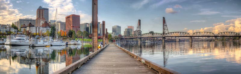Marina on Willamette River in Portland Oregon. Marina along Willamette River in Portland Oregon Downtown Waterfront Panorama stock photos Marina on Willamette River in Portland Oregon. Marina along Willamette River in Portland Oregon Downtown Waterfront Panorama stock photos