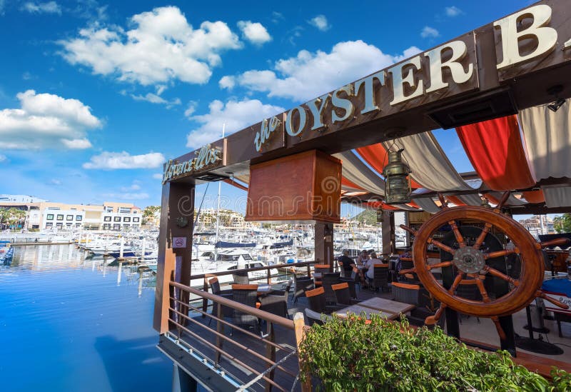 Marina and Yacht Club Area in Cabo San Lucas with Restaurants, Cafes