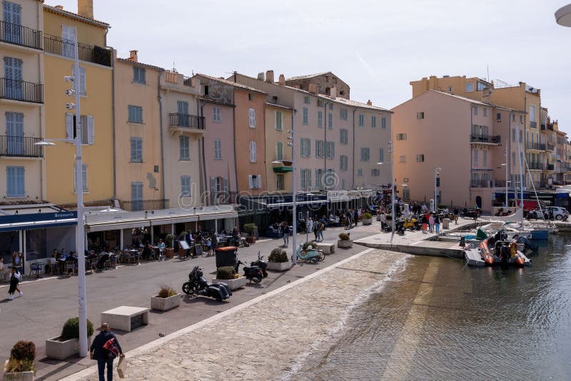 Marina with Yachts, Shipping Boats and Promenade in Saint Tropez, Cote ...