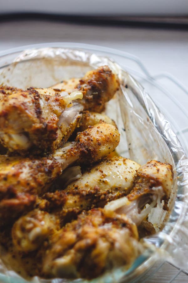 Marinated Chicken Drumsticks, Legs in the Package for Baking Stock