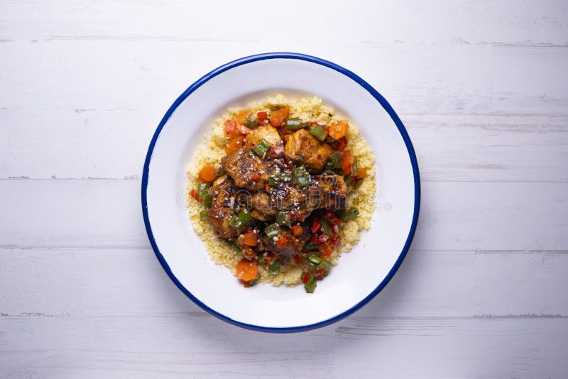 Marinated Chicken with Vegetables and Couscous. Stock Photo Image of