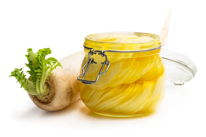 Marinated Daikon in Glass Jar Isolated on Stock Image Image of