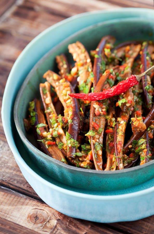 Marinated dried eggplant stock image. Image of cooking 33682609
