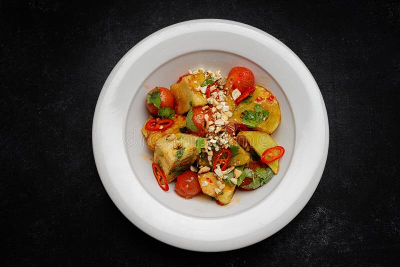 Marinated Eggplants with Tomatoes, Nuts and Spices Stock Image Image