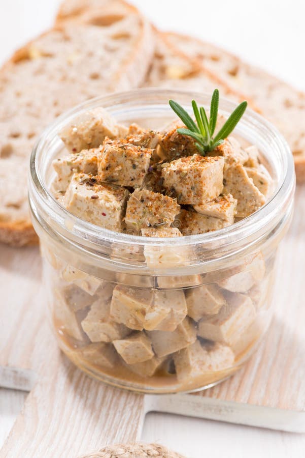 Marinated Feta in a Glass Jar, Closeup Stock Image Image of dairy