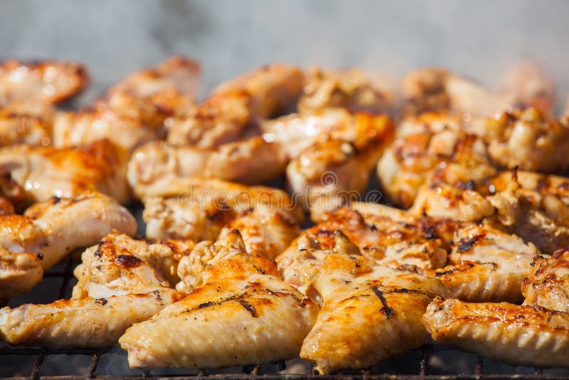 Marinated, Fried with a Crispy Golden Crust Fried Chicken Wings Stock