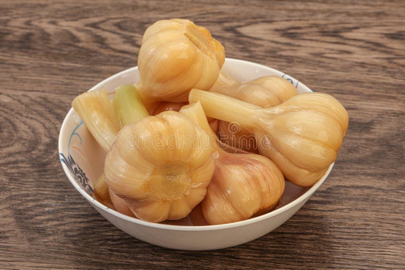 Marinated Garlic in the Bowl Stock Image Image of isolated
