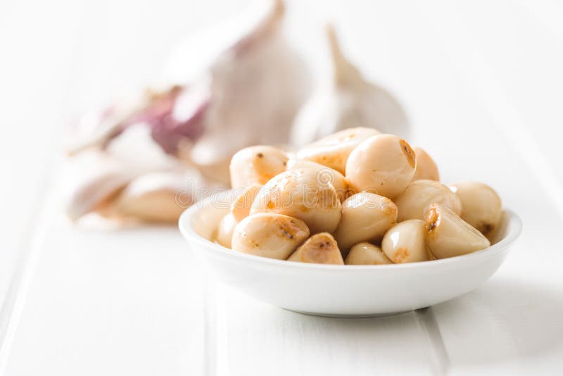 Marinated Garlic. Pickled Garlic. Stock Photo Image of produce, pickle 126796394