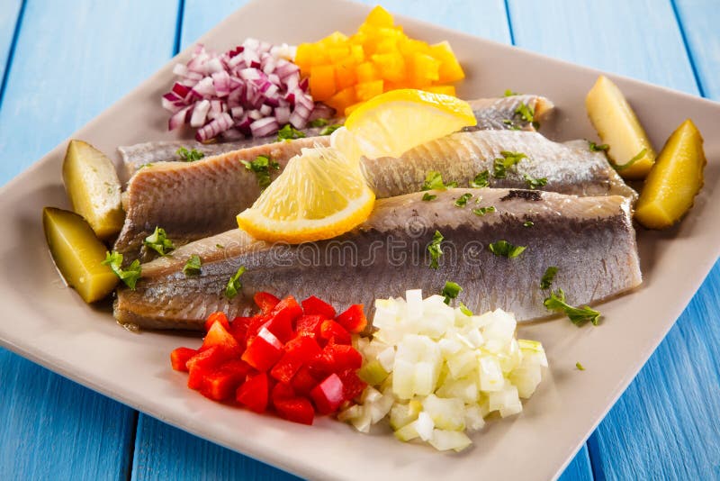 Marinated herring fillets stock photo. Image of appetizing 88436622