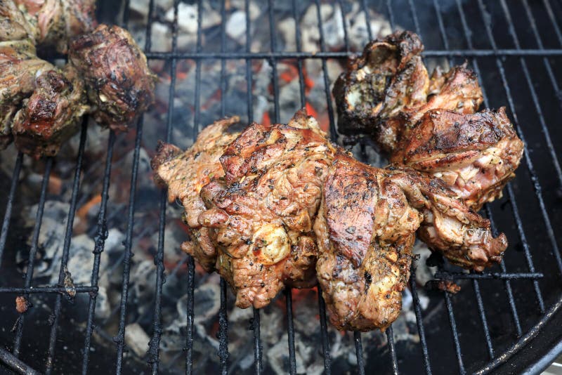 Marinated Lamb BBQ stock photo. Image of fire, heat 153607392