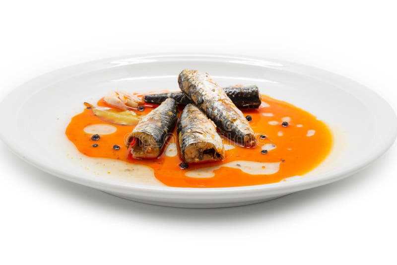Mackerel in Tomato Sauce on Plate Stock Image Image of canned, tomato