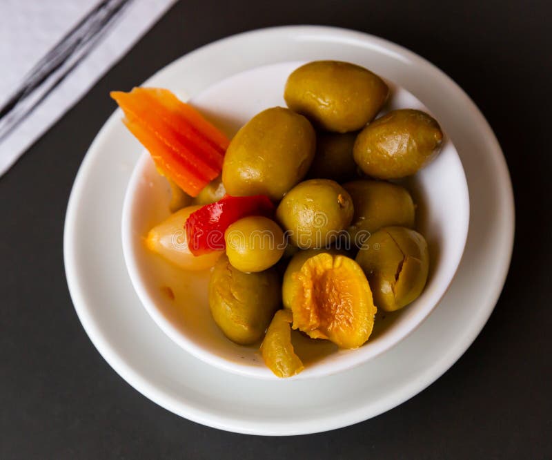 Marinated Olives with Pits Spanish Tapas Stock Image Image of olive