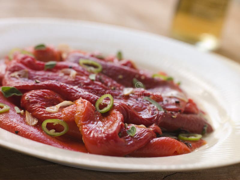 Marinated Roasted Capsicum with Garlic and Chili Stock Photo Image of