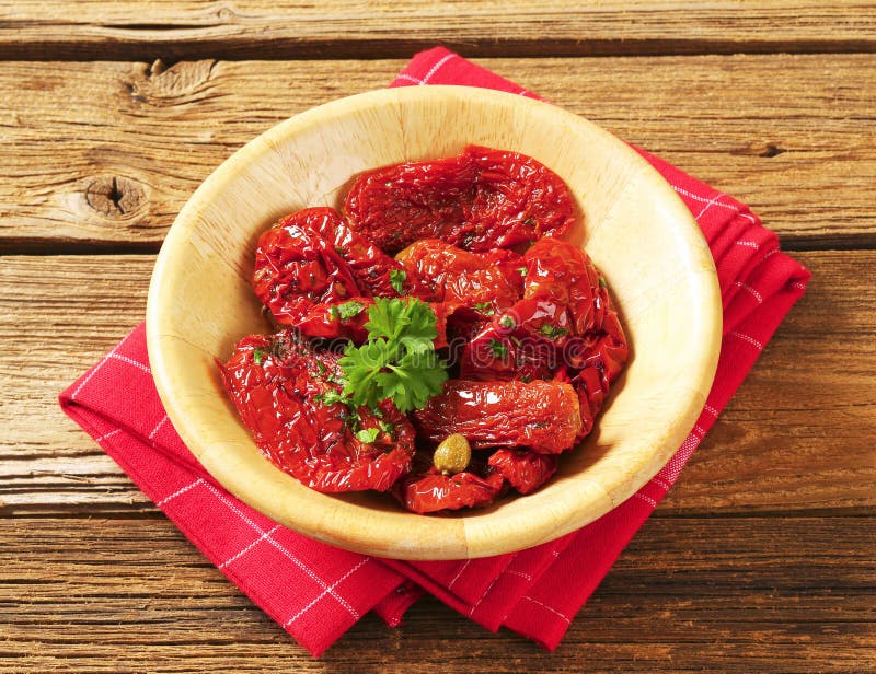 Marinated Sun Dried Tomatoes Stock Photo Image of napkin, marinated