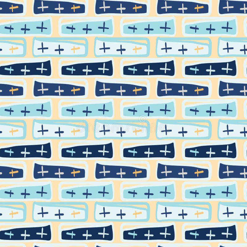 Marine-Blau kreuzt abstraktes nahtloses Vektor-Muster lizenzfreie abbildung Marine-Blau kreuzt abstraktes nahtloses Vektor-Muster lizenzfreie abbildung