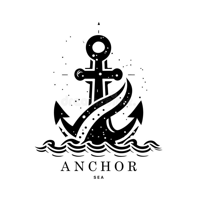 Marine Emblems Logo with Anchor and Rope, Anchor Logo - Vector Stock ...