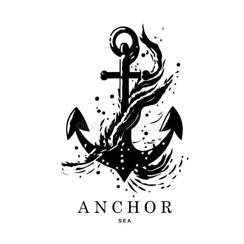 Marine Emblems Logo with Anchor and Rope, Anchor Logo Vector Stock