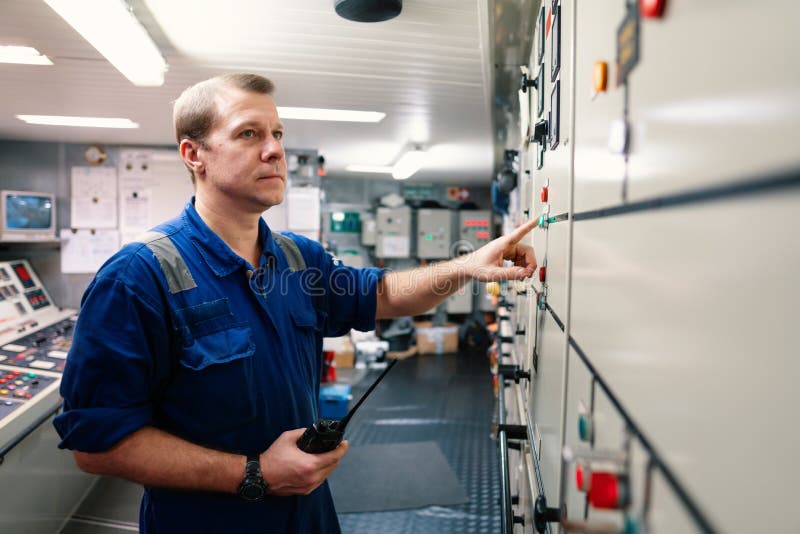 Marine Engineer Officer Controlling Vessel Engines and Propulsion in