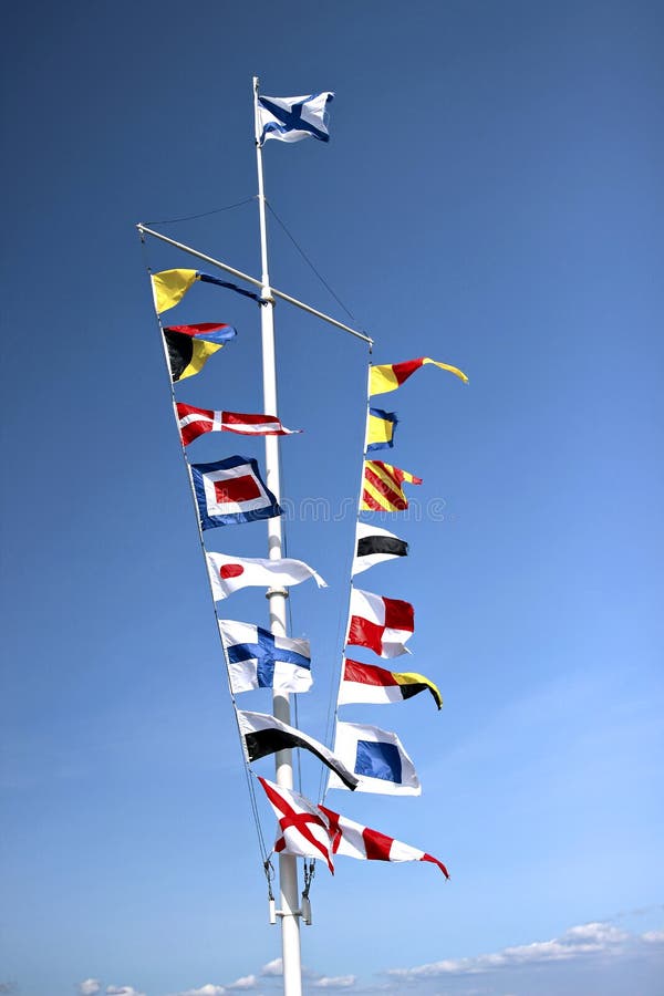 Marine Flags of Different Countries on a Mast Stock Photo Image of