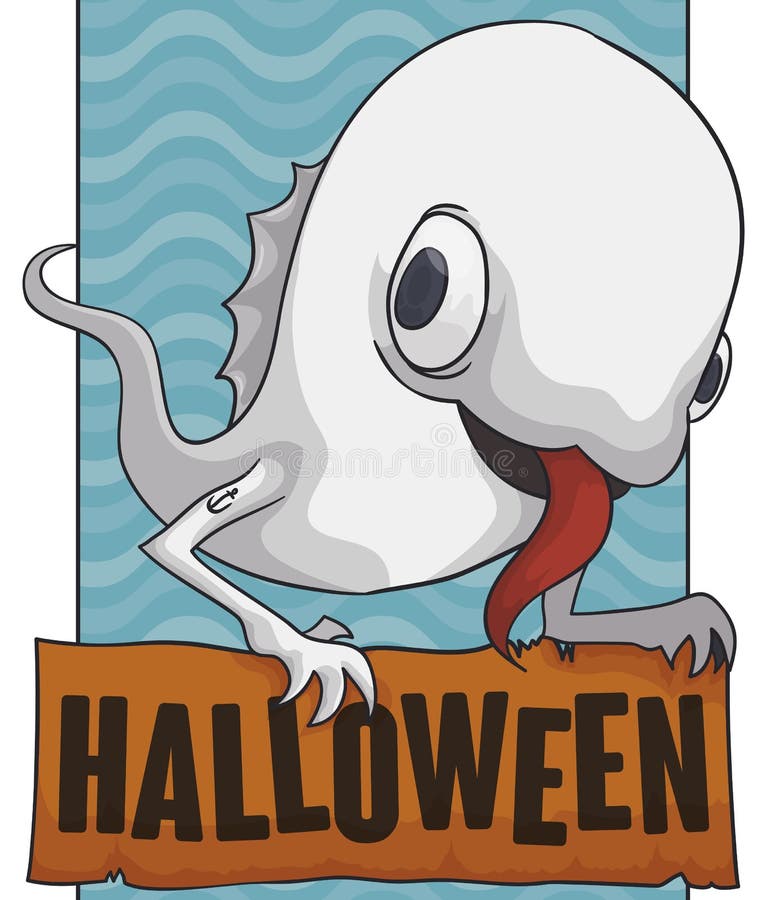 Marine Ghost Celebrating Halloween étrange, illustration de vecteur illustration stock Marine Ghost Celebrating Halloween étrange, illustration de vecteur illustration stock