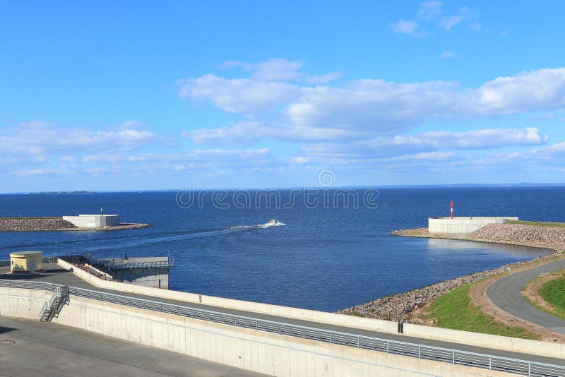 Marine landscape with a dam