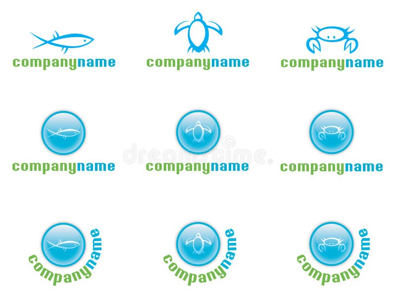 Marine life logo set