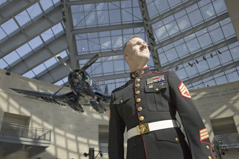 Marine looking toward horizon at the National Museum of the Marine Corps on 18900 Jefferson Davis Highway, Triangle, VA