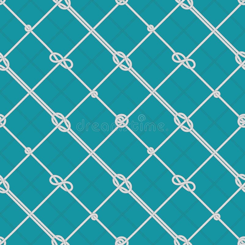 Marine rope knots pattern. Tied sea ropes, cord knot and nautical seamless vector background stock illustration Marine rope knots pattern. Tied sea ropes, cord knot and nautical seamless vector background stock illustration